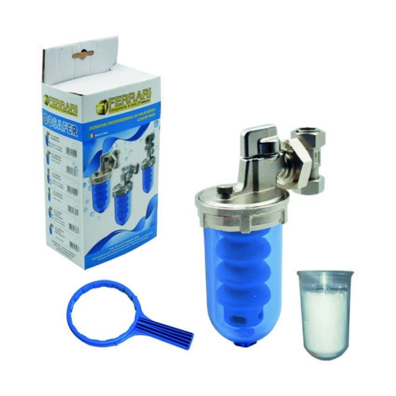DOSATORE PROPORZIONALE DI POLIFOSFATI IN POLVERE CON BY-PASS DOSAFER ATTACCO ORIENTABILE