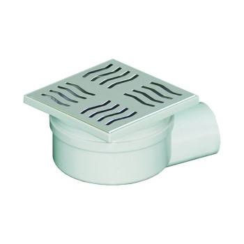 CHIUSINO SIFONATO IN ABS CON GRIGLIA INOX SCARICO ORIZZONTALE ORIENTABILE