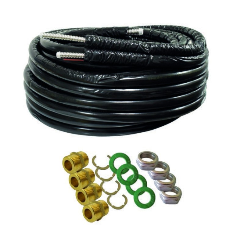 KIT TUBO FLESSIBILE BINATO PER SOLARE IN ACCIAIO INOX AISI 316L CON RACCORDI - KIT FERTWIN