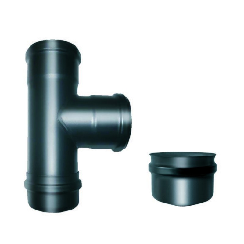 RACCORDO A "T" 90° FFM - ACCIAIO 0.8 CON TAPPO CIECO - L 220 mm