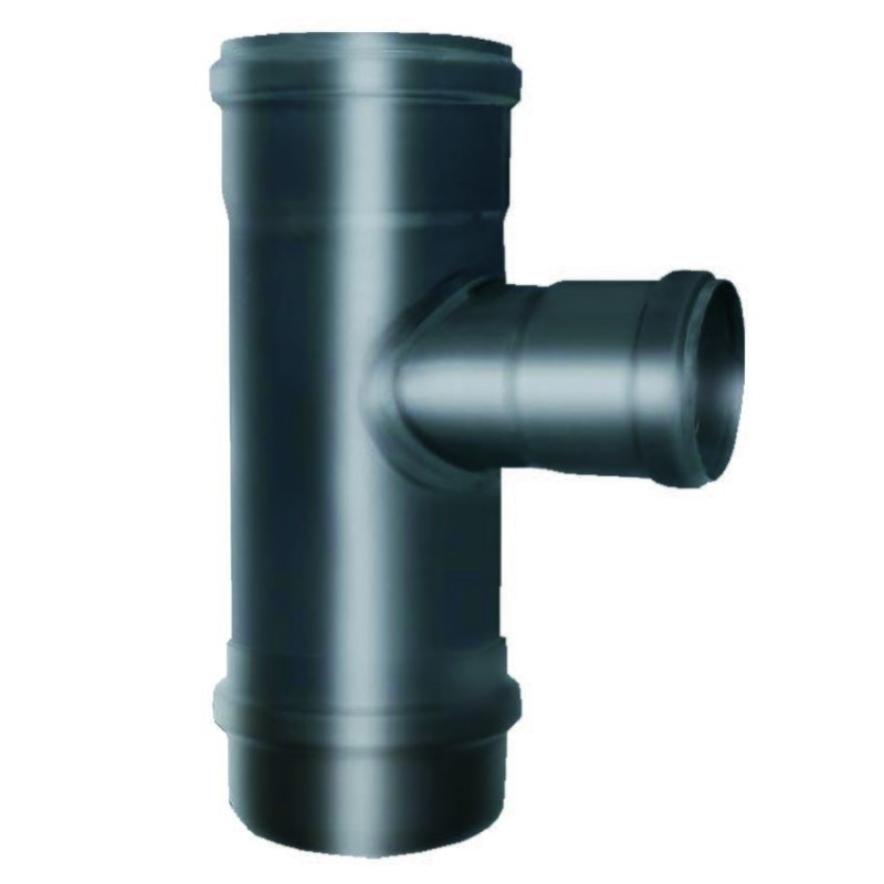 RACCORDO A "T" 90° FFM - ACCIAIO 0.8 CON TAPPO CIECO E RIDUZIONE Ø 80 - L 220 mm