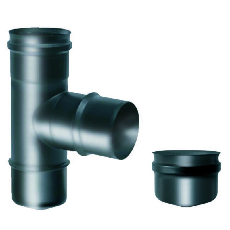 RACCORDO A "T" 90° FMM - ACCIAIO 0.8 CON TAPPO CIECO - L 220 mm
