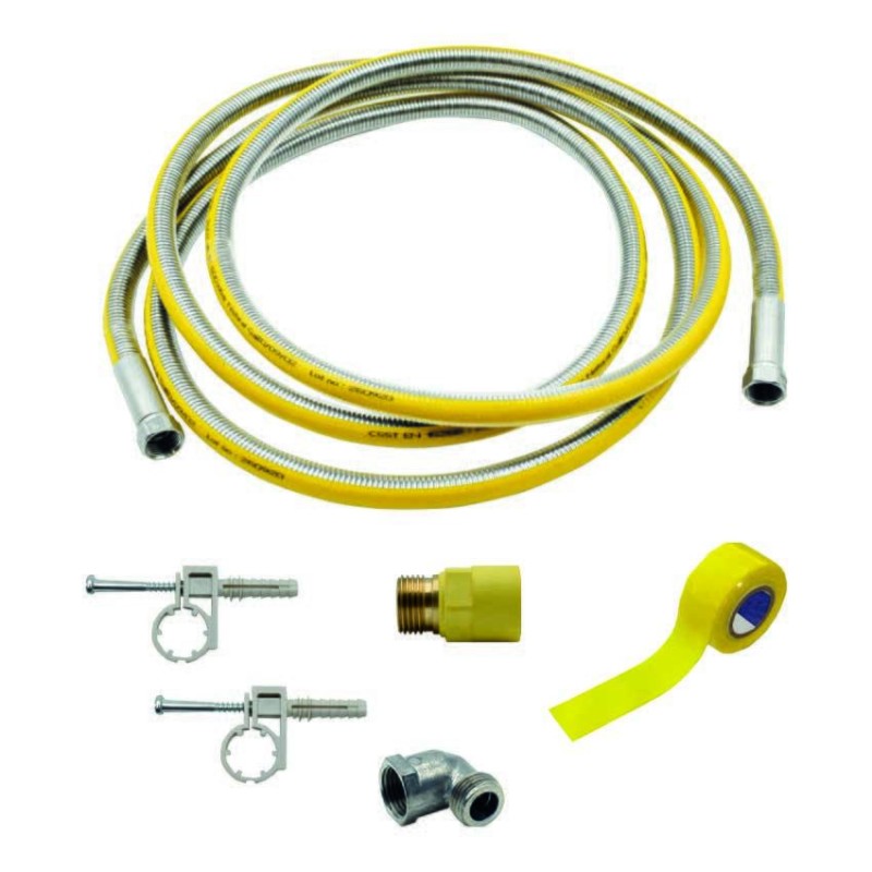KIT GAS LINK PIù CON TUBO CORRUGATO FORMABILE CSST RACCORDATO PER ALLACCIAMENTO IMPIANTI GAS