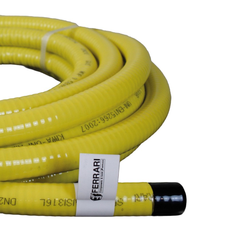 TUBO CORRUGATO FORMABILE CSST IN ACCIAIO INOX AISI 316L PER GAS CON RIVESTIMENTO GIALLO IN PVC - GAS LINK PLUS