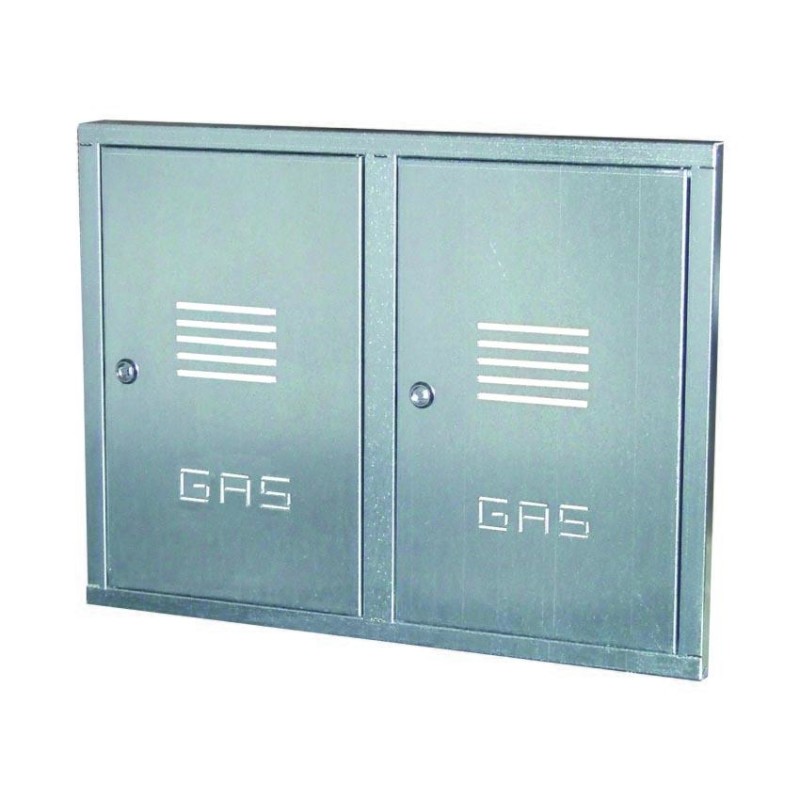 DOPPIO SPORTELLO CONTATORE GAS CON CORNICE DA INCASSO IN ACCIAIO INOX