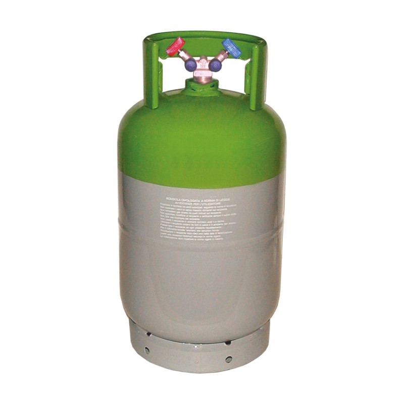 BOMBOLE RICARICABILI PIENE DI GAS REFRIGERANTE CON RUBINETTI