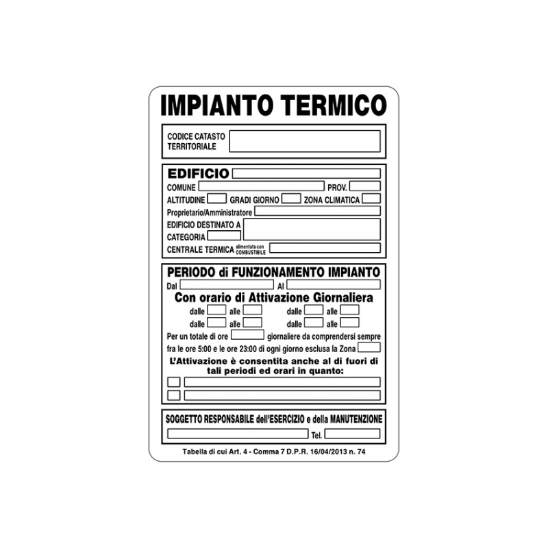 CARTELLO IMPIANTO TERMICO