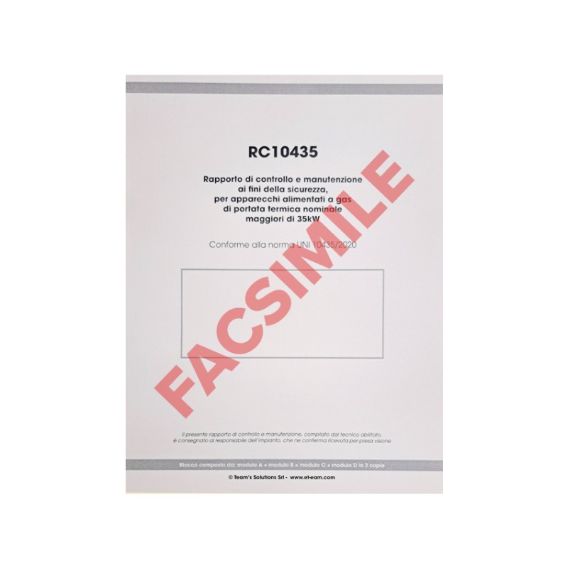 RAPPORTO DI MANUTENZIONE CALDAIA